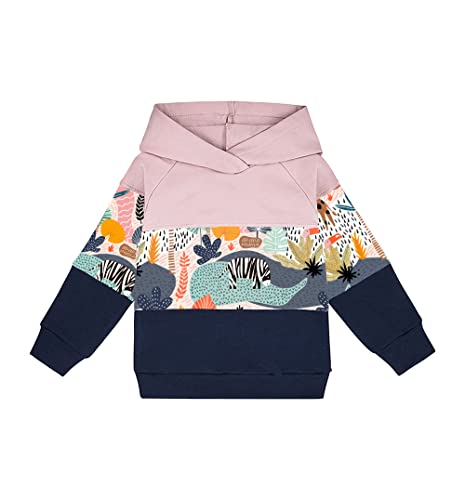 NONU Kids Sweatshirt Dreifarbig mit Kapuze 95% Baumwolle 5% Elasthan Bequem Unisex Viele Größen Weich Atmungsaktiv Kapuzenpullover für Mädchen Rosa Und Marineblau 104 von NONU Kids