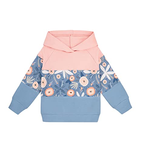 NONU Kids Sweatshirt Dreifarbig mit Kapuze 95% Baumwolle 5% Elasthan Bequem Unisex Viele Größen Weich Atmungsaktiv Kapuzenpullover für Mädchen Hellblau 104 von NONU Kids