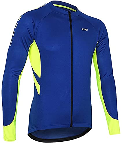 NOPEXTO Herren-Radtrikot,Radtrikot Herren Langarm,Elastische Atmungsaktive Schnell Trocknen Stoff Radsport Laufen Fitness Rennrad (Blau,S) von NOPEXTO