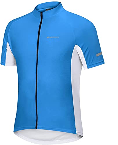 NOPEXTO Herren Radtrikot Fahrradtrikot Kurzarm Für Männer Atmungsaktive Cycling Jersey Schnell Trocknen Radsport Bekleidung (Blau,M) von NOPEXTO