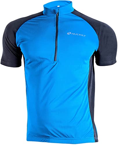 NOPEXTO Radfahren Jersey,Herren Mountainbike MTB Top Kurzarm Atmungsaktiv Bequem Weich Feuchtigkeitstransport Radtrikot (Blau,3XL) von NOPEXTO