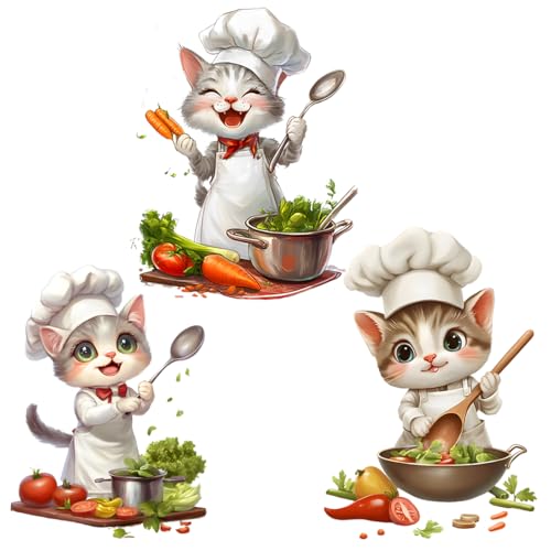 3 Stück Wandtattoo Küche Selbstklebend, Wandsticker Küche süss kleine Katze Koch, Wanddeko Küche Katze Küchenmeister, Kinderzimmer Wanddeko für Wohnzimmer, Schlafzimmer, Esszimmer 3 Stück Wandtattoo Küche Selbstklebend, Wandsticker Küche süss kleine Katze Koch, Wanddeko Küche Katze Küchenmeister, Kinderzimmer Wanddeko für Wohnzimmer, Schlafzimmer, Esszimmer von NOPVUFA