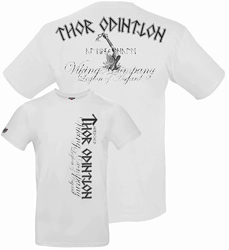 NORDGARD T Shirt Thor ODINSSON 2 Wikinger Valhalla-Geri Freki nordisch Wolf Krieger Runen Valhalla Odin Thor Wotan Vegvisir Northman (DE/NL/SE/PL, Alphanumerisch, 5XL, Regular, Regular, weiß) von NORDGARD