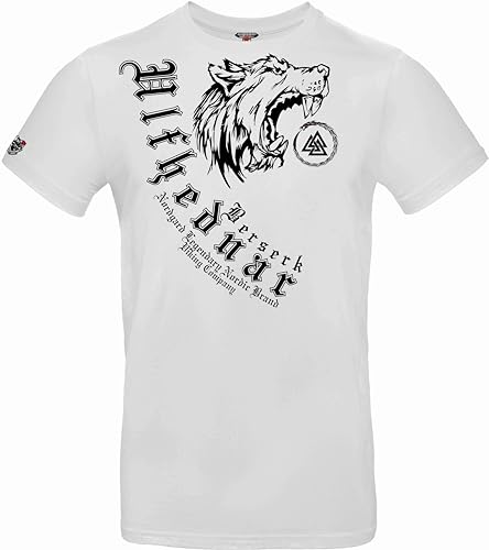 NORDGARD T Shirt ULFHEDNAR Wikinger Valhalla-Geri Freki nordisch Wolf Krieger Runen Valhalla Odin Thor Wotan Vegvisir Northman Asen (DE/NL/SE/PL, Alphanumerisch, 3XL, Regular, Regular, weiß) von NORDGARD