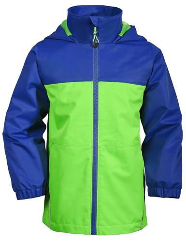 NORDOIS Softshelljacke Kinder Regenjacke Winddicht und Wasserdicht Jungen Mädchen Outdoorjacke mit Kapuze Atmungsaktiv zum Wandern, Radfahren und Laufen(Blau Grün, 122-128cm) von NORDOIS