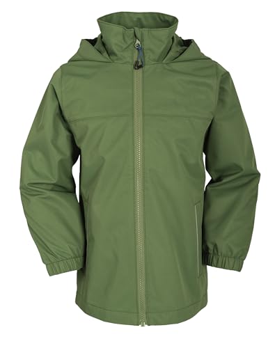 NORDOIS Softshelljacke Kinder Regenjacke Winddicht und Wasserdicht Jungen Mädchen Outdoorjacke mit Kapuze Atmungsaktiv zum Wandern, Radfahren und Laufen(Dunkel Grün, 122-128cm) von NORDOIS