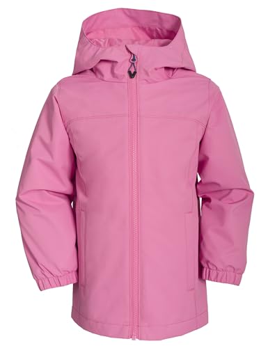 NORDOIS Softshelljacke Kinder Regenjacke Winddicht und Wasserdicht Jungen Mädchen Outdoorjacke mit Kapuze Atmungsaktiv zum Wandern, Radfahren und Laufen(Pink, 146-152cm) von NORDOIS