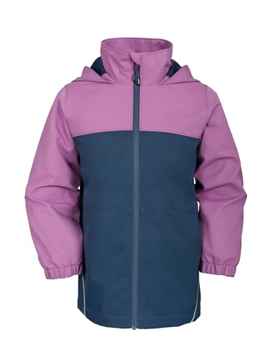 NORDOIS Softshelljacke Kinder Regenjacke Winddicht und Wasserdicht Jungen Mädchen Outdoorjacke mit Kapuze Atmungsaktiv zum Wandern, Radfahren und Laufen(Purpur Grau, 146-152cm) von NORDOIS