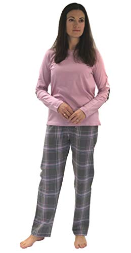 NORMANN-Wäschefabrik Damen Flanell Pyjama Mix & Match Hose Flanell Top Single Jersey - auch in Übergrössen 281 201 90 244, Farbe:rosa, Größe2:56/58 von NORMANN-Wäschefabrik