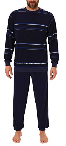 Eleganter Herren Frottee Pyjama Schlafanzug mit Bündchen, auch in Übergrößen - 281 101 93 708, Größe2:48, Farbe:blau von NORMANN-Wäschefabrik