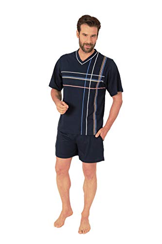 NORMANN-Wäschefabrik Eleganter Herren Kurzarm Schlafanzug Shorty Pyjama - 55422, Farbe:Navy, Größe:48-50 von NORMANN-Wäschefabrik