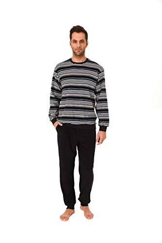 Herren Frottee Schlafanzug Pyjama lang mit Bündchen - auch in Übergrösse erhältlich - 59672, Größe2:50, Farbe:dunkelgrau von NORMANN-Wäschefabrik