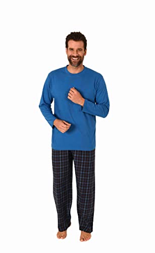 Herren Schlafanzug lang Pyjama Set mit Flanell Hose - 222 101 10 871, Farbe:blau, Größe:58 von NORMANN-Wäschefabrik