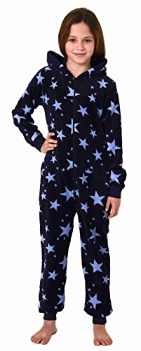 NORMANN-Wäschefabrik Mädchen Jumpsuit Overall Schlafanzug Pyjama Langarm in Sterne Optik - 202 467 97 961, Farbe:Marine, Größe:176 von NORMANN-Wäschefabrik