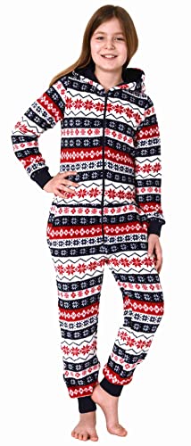 Mädchen Jumpsuit Overall Schlafanzug Pyjama in toller Norweger Optik - 202 467 97 959, Farbe:rot, Größe:152 von NORMANN-Wäschefabrik