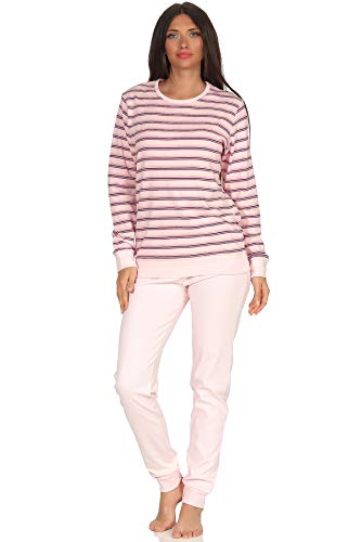 NORMANN-Wäschefabrik Damen Pyjama mit Bündchen in Kuschel Interlock - Streifenoptik - auch in Übergrössen 96121, Farbe:rosa, Größe2:52/54 von NORMANN-Wäschefabrik
