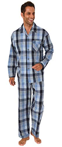 NORMANN-Wäschefabrik Herren Pyjama durchknöpfbar in edlem Gingham-Muster - 191 101 91 430, Farbe:Marine, Größe2:54 von NORMANN-Wäschefabrik