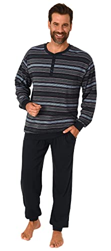 NORMANN-Wäschefabrik Herren Pyjama mit Bündchen in Warmer Kuschel Interlock Qualität - auch in Übergrössen, Farbe:hellblau, Größe:64/66 von NORMANN-Wäschefabrik