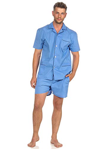 NORMANN-Wäschefabrik Klassischer Herren Shorty Pyjama Kurzarm gewebt mit durchknöpfbarem Oberteil - 105 91 120, Größe:48, Farbe:hellblau von NORMANN-Wäschefabrik