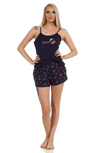 Süsser ärmelloser Damen Schlafanzug Shorty Pyjama mit Kirschen als Motiv - 112 206 90 535, Farbe:Marine, Größe:40-42 Süsser ärmelloser Damen Schlafanzug Shorty Pyjama mit Kirschen als Motiv - 112 206 90 535, Farbe:Marine, Größe:40-42 von NORMANN-Wäschefabrik