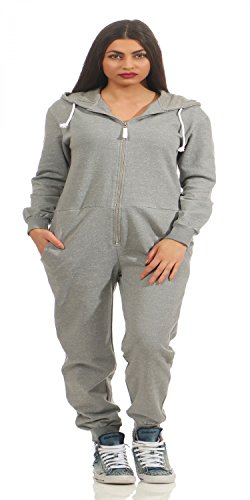 Normann Damen Schlafanzug Einteiler Jumpsuit Overall Langarm 181 267 99 906, Farbe:grau, Größe:44/46 von NORMANN-Wäschefabrik