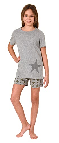 Wunderschöner Mädchen Shorty, Kurzarm Schlafanzug in Sterne-Optik 122 405 10 702, Farbe:grau, Größe:140 von NORMANN-Wäschefabrik