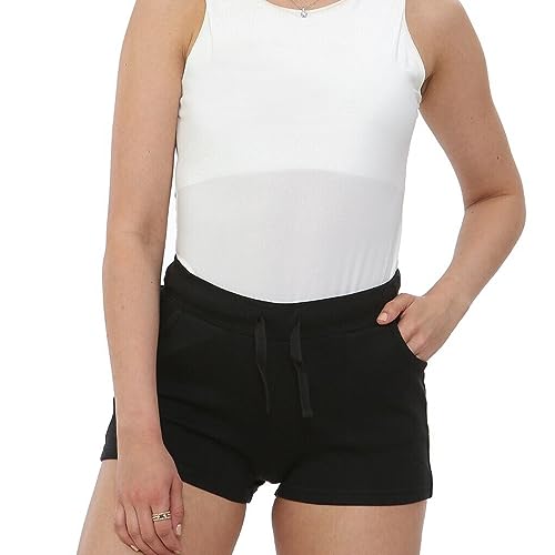 NOROZE Damen lässig Sommer Urlaub Baumwolle Shorts Kurze Hose (Schwarz, 42) von NOROZE