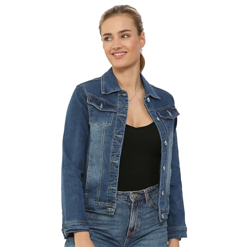 NOROZE Damen verwaschenes Denim Jacke (Blau DG8262, 36) von NOROZE