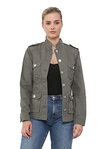 NOROZE Frauen Damen militärischen Stil Sommerjacke (36, Khaki) von NOROZE