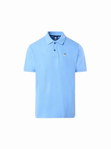 North Sails Herren Poloshirt aus Baumwoll-Piqué mit kurzen Ärmeln - reguläre Passform, Hellblau, Large von NORTH SAILS