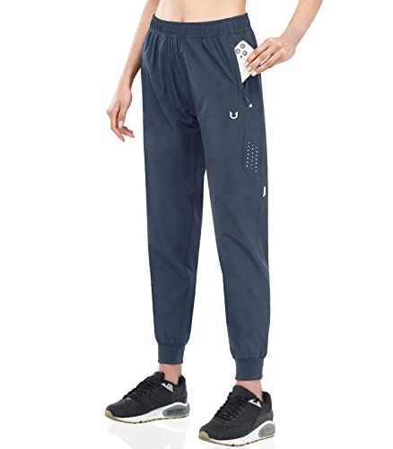 NORTHYARD Jogginghose Damen Leichte Schnelltrocknend Trainingshose Stretch Fitness Sporthose Lang Wasserdicht Wanderhose mit Reißverschlusstaschen Coolgrey XL von NORTHYARD