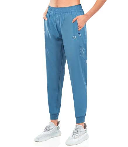 NORTHYARD Jogginghose Damen Leichte Schnelltrocknend Trainingshose Stretch Fitness Sporthose Lang Wasserdicht Wanderhose mit Reißverschlusstaschen Greyblue S von NORTHYARD