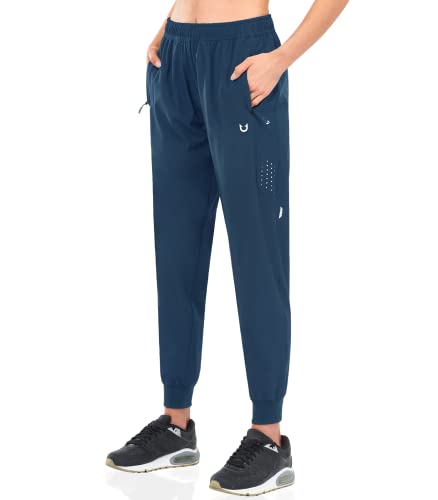 NORTHYARD Jogginghose Damen Leichte Schnelltrocknend Trainingshose Stretch Fitness Sporthose Lang Wasserdicht Wanderhose mit Reißverschlusstaschen Seablue L von NORTHYARD