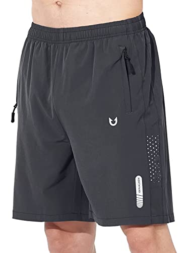 NORTHYARD Shorts Herren Sporthose Herren Kurz Leicht Sport Shorts Schnelltrockende Kurze Hosen Laufhose Badehose Jogginghose mit Reißverschlusstasche, Dunkel Grau 3XL von NORTHYARD