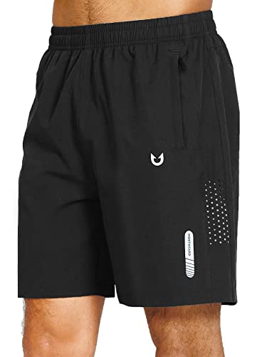 NORTHYARD Shorts Herren Sporthose Herren Kurz Leicht Sport Shorts Schnelltrockende Kurze Hosen Laufhose Badehose Jogginghose mit Reißverschlusstasche, Schwarz L von NORTHYARD