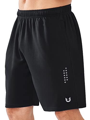 NORTHYARD Sport Shorts Herren Leichte Mesh Sporthose Kurz Schnelltrockende Kurze Hosen Laufhose mit Reißverschlusstasche für Basketball Tennis Fitness, Schwarz, L von NORTHYARD