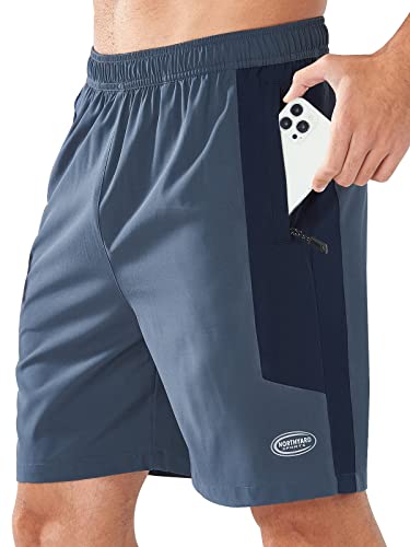 NORTHYARD Sporthose Herren Kurz Sport Shorts Schnelltrocknende Kurze Hosen mit Reißverschlusstasche Leicht Badehose Laufhose Trainingshose für Fitness Basketball, Kaltes Grau XXL von NORTHYARD