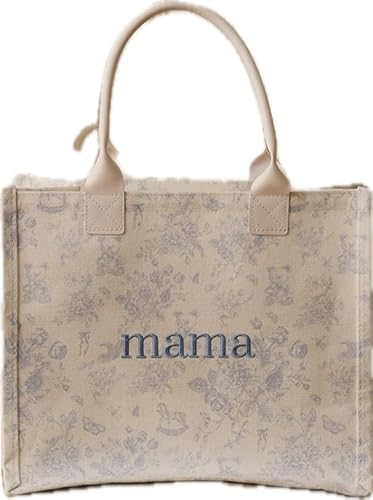 NOTHING FITS BUT Damen bestickte Mama Canvas Tasche, Babyblau, Einheitsgröße von NOTHING FITS BUT