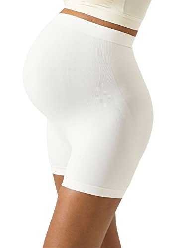 NOTHING FITS BUT Women's The Bump Support Contour Bodyshort, Everyday Dehnbare Stillform Wear, Mom to Be Active Wear, Mittel, Weiß von NOTHING FITS BUT