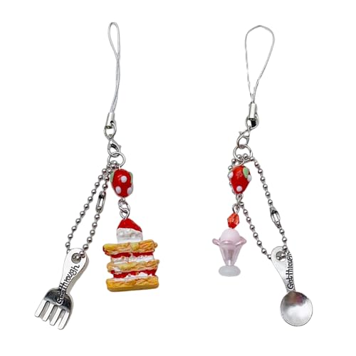 NPXUAMTJ Kuchen-Eislöffel-/Gabel-Anhänger, Kette, Handyband, Tasche, Schlüsselanhänger, Dekoration, für Schlüsseltasche, Geldbörse NPXUAMTJ Kuchen-Eislöffel-/Gabel-Anhänger, Kette, Handyband, Tasche, Schlüsselanhänger, Dekoration, für Schlüsseltasche, Geldbörse von NPXUAMTJ