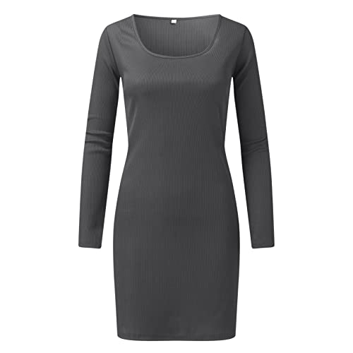 Damen Langarm Square Neck Split Slim Fit Stretch Midi Figurbetontes Kleid mit hoher Taille Longpullover Für Damen Lässig Winterkleid Damen Kurz Strickpullover Damen Grobmaschig Wickelkleid Lang Grün von NRTOTI