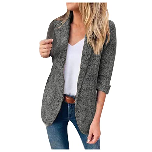 NRTOTI Blazer Damen Sportlich Elegant Anzüge Freizeit Kurzblazer Stretch Damenjacke ohne Verschluss Einfarbig Sakko Blazerjacke Geschäft Büro Blazers Umlegekragen Jacke Übergangsjacke Freizeitjacke von NRTOTI