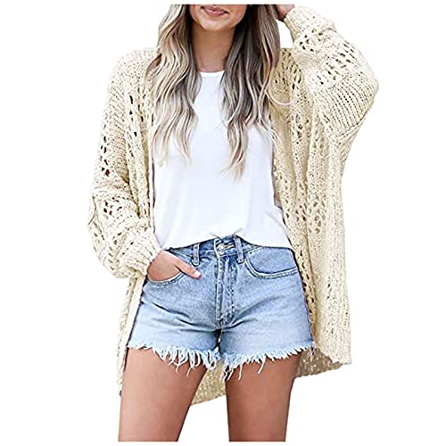 NRTOTI Jacke Damen Herbst 48 Plus Size Cardigan Cover Up Gestrickte Lange Cardigan Grob Strick Zopfmuster Cardigan Langarmshirt Langarmshirt Baumwolle von NRTOTI