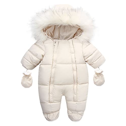 NRTOTI Overall Baby Winter, Warm Schneeanzug mit Kapuze Langarm Jumpsuit Jungen Mädchen Strampler Outfits Winddicht Skioverall Dick Daunen-Skianzug Winteranzug Geschenk 0-24 Monate von NRTOTI