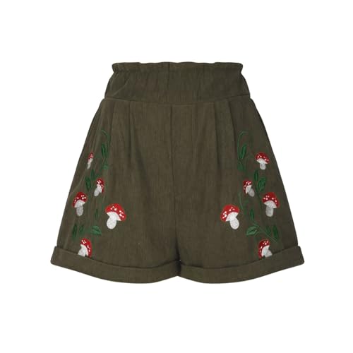 NSICBMNO Damen-Shorts, elastische Taille, lässige Shorts mit Taschen, Pilz-Shorts, Cord-Shorts, lockere Sommer-Shorts, weite Beinhose, Bermuda-Shorts, Hotpants, Sport, Yoga-Shorts, Übergröße, Grün, XL NSICBMNO Damen-Shorts, elastische Taille, lässige Shorts mit Taschen, Pilz-Shorts, Cord-Shorts, lockere Sommer-Shorts, weite Beinhose, Bermuda-Shorts, Hotpants, Sport, Yoga-Shorts, Übergröße, Grün, XL von NSICBMNO