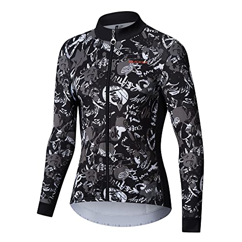 NUCKILY Herren Fahrrad Trikots Langarm Radtrikot Cycling Jersey Warmes Atmungsaktive T Shirt für MTB Elastische Fahrradtrikot Herbst Winter von NUCKILY