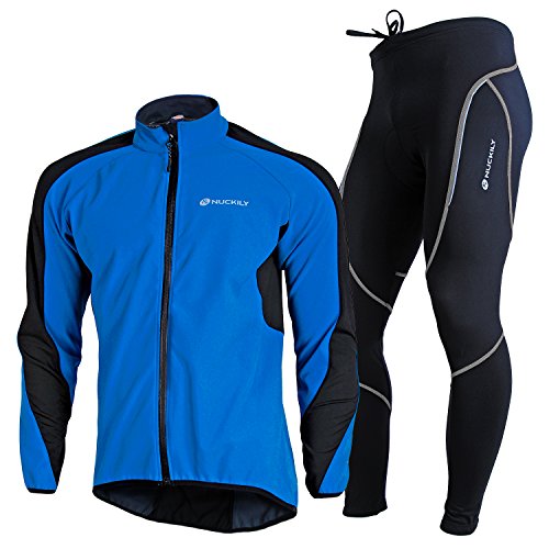 NUCKILY Herren Fahrradbekleidung Set Winddicht Thermo Fleece Winterjacke MTB Bekleidung Rennrad Fahrrad Trikot Langarm und Fahrradhose mit 3D Sitzpolster NUCKILY Herren Fahrradbekleidung Set Winddicht Thermo Fleece Winterjacke MTB Bekleidung Rennrad Fahrrad Trikot Langarm und Fahrradhose mit 3D Sitzpolster von NUCKILY