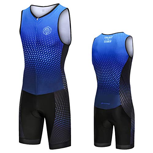 NUCKILY Herren Gepolsterter Prämium Pro Triathlon Tri Anzug Kompression Ärmellos Kurzarm Duathlon Laufen Schwimmen Fahrradfahren Skinsuit von NUCKILY