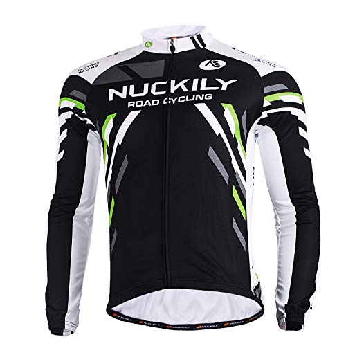 NUCKILY Herren Langarm Radtrikot Fahrradtrikot Radshirt Fahrradshirts Fahrradbekleidung für Männer mit Elastische Atmungsaktive Schnell Trocknen Stoff von NUCKILY