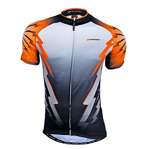 NUCKILY Herren Radtrikot Fahrradtrikot Kurzarm Fahrradbekleidung Fahrrad Trikot T Shirt für Männer Atmungsaktive Cycling Jersey Schnell Trocknen Radsport Bekleidung (50004, 2XL) von NUCKILY